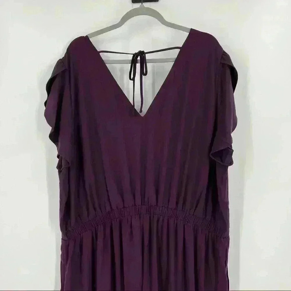 Loft Plus‎ Size Purple Petal Flutter Sleeve Tie Back Jumpsuit Size 24 NWT - Picture 11 of 14